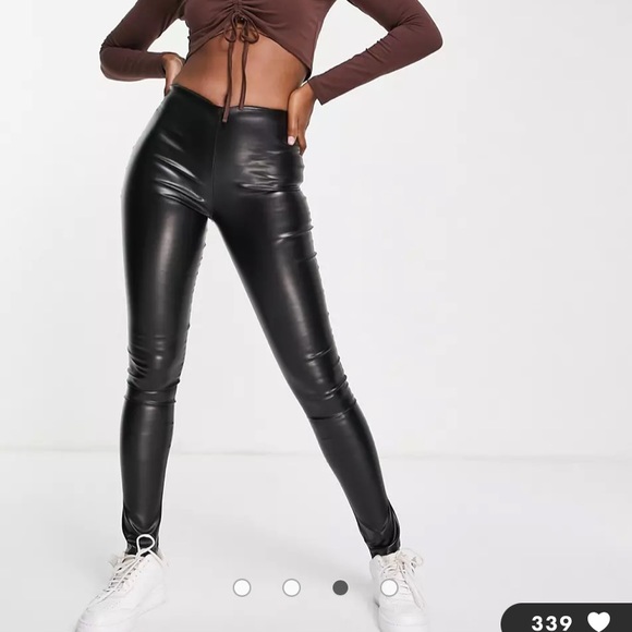 ASYOU Pants - LAST ONE! ASYOU WOMENS ZIP HEM FAUX LEATHER LEGGINGS